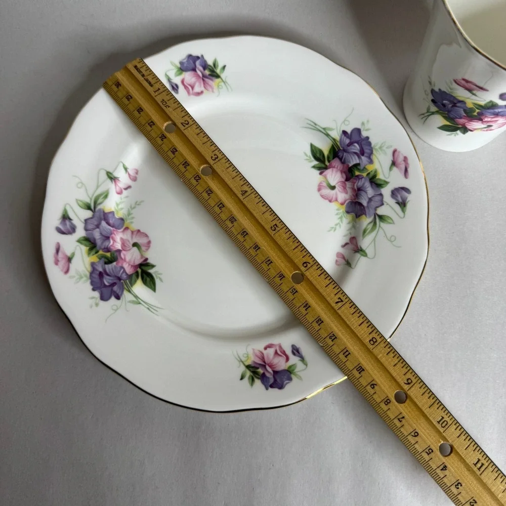 Duchess Fine Bone China Mug and Plate Set Floral Sweet Pea Made in‎ England